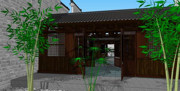 Sketchup住宅模型|多层徽派小院，住宅，古典风格