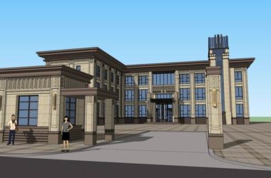 Sketchup办公模型|多层办公楼，古典风格-BIM建筑网