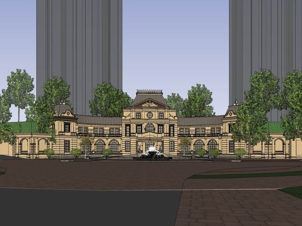 Sketchup住宅模型|多层会所，住宅，法式古典风格