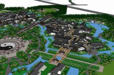 Sketchup景观模型|多层会所酒店景观，中式风格-BIM建筑网