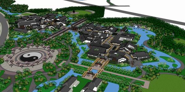 Sketchup景观模型|多层会所酒店景观，中式风格