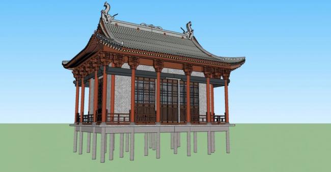 Sketchup古建筑模型|古建，阁楼，中式风格