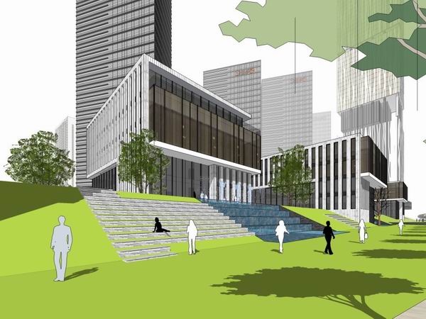 Sketchup综合体模型|超高层办公楼，酒店，商业，综合体，现代风格