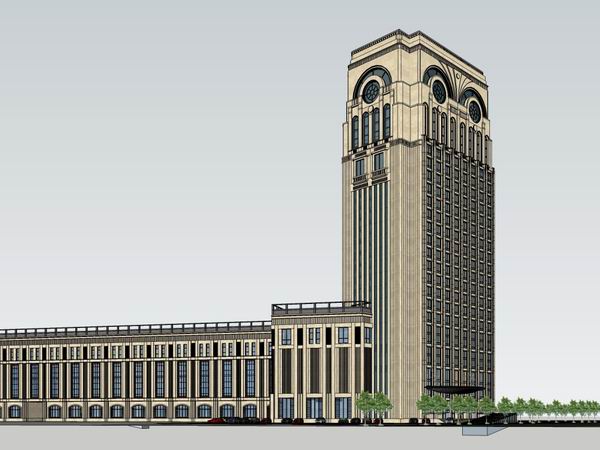 Sketchup酒店模型|高层酒店，商业，欧式古典风格