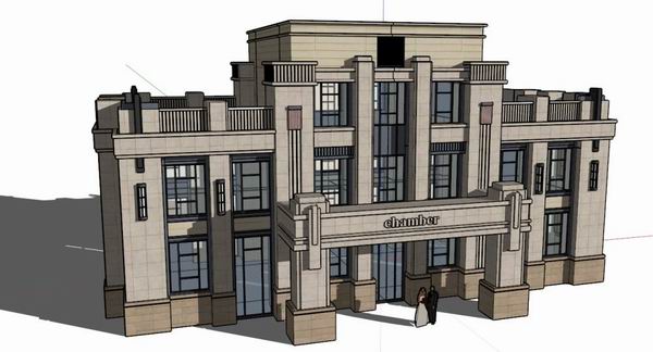 Sketchup住宅模型|多层住宅活动中心，古典风格