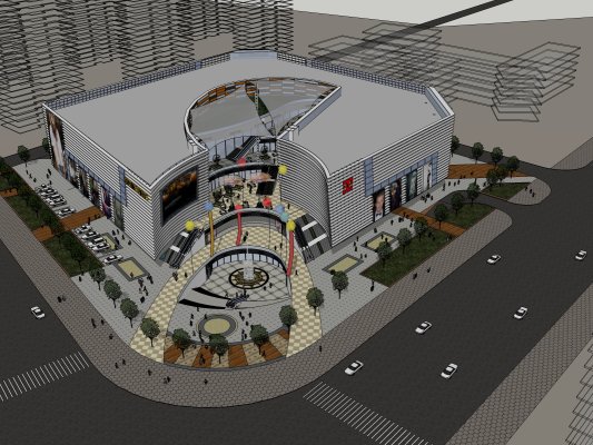 Sketchup商业模型|多层商场，购物中心，商业，现代风格