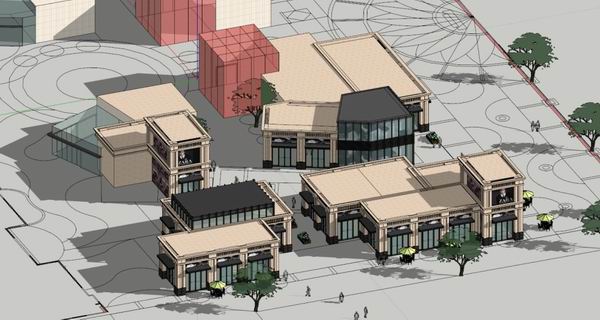 Sketchup商业模型|多层商业区，古典风格