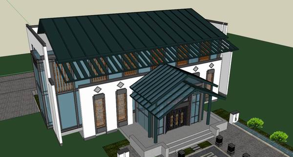 Sketchup住宅模型|多层活动中心，住宅，中式风格