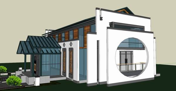 Sketchup住宅模型|多层活动中心，住宅，中式风格