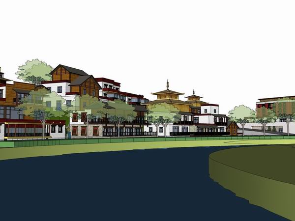 Sketchup酒店模型|多层内蒙古风情酒店，古典风格