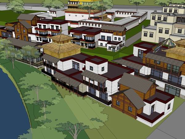 Sketchup酒店模型|多层内蒙古风情酒店，古典风格