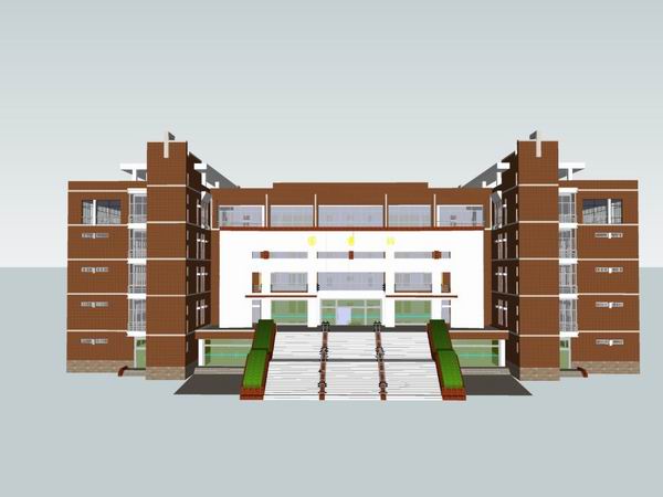 Sketchup文化模型|多层图书馆，文化建筑，古典风格