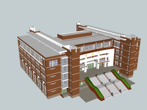 Sketchup文化模型|多层图书馆，文化建筑，古典风格