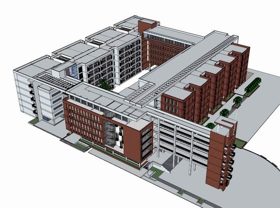 Sketchup学校模型|多层小学学校，校园教育建筑，现代风格