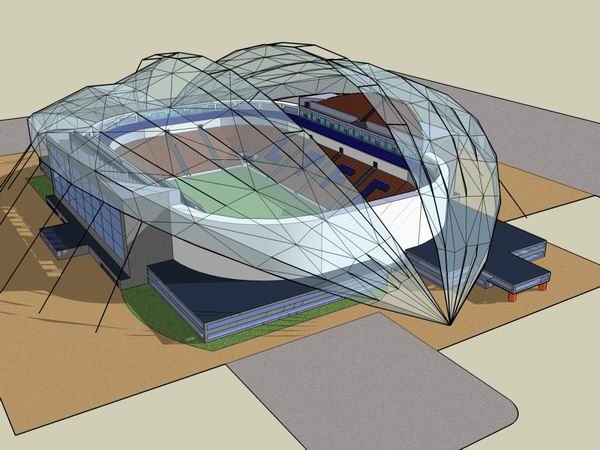 Sketchup体育馆模型|多层体育馆，现代风格