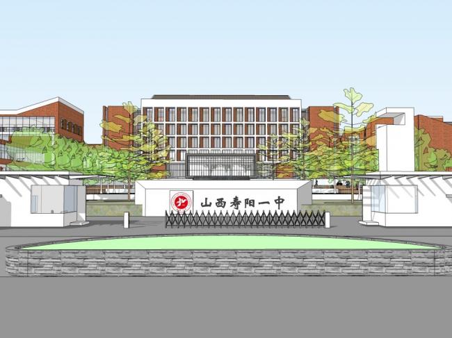 Sketchup学校模型|多层中学学校，山西寿阳一中，校园教育建筑，现代风格