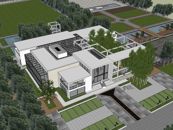 Sketchup商业模型|多层生态餐厅，商业，现代风格