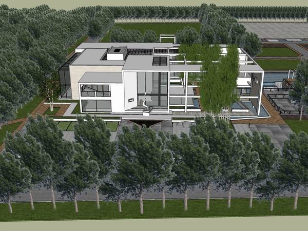 Sketchup商业模型|多层生态餐厅，商业，现代风格