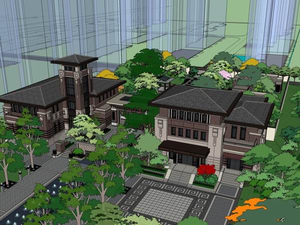 Sketchup住宅模型|多层售楼处，住宅，古典风格