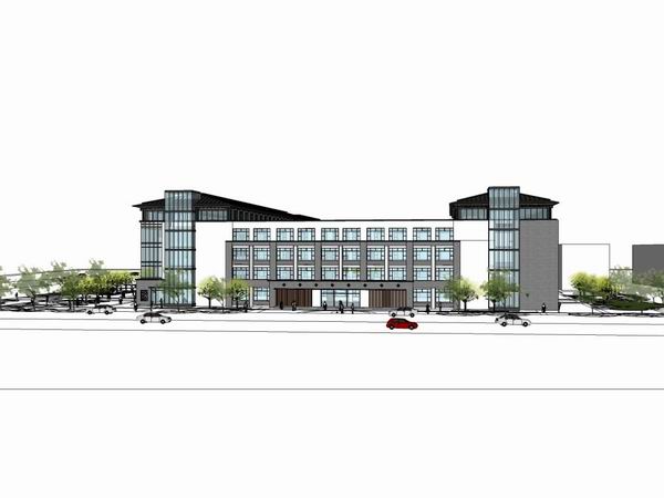 Sketchup医院模型|多层淄博市残疾人康复中心，医院医疗，现代中式风格