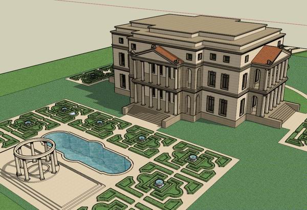 Sketchup办公模型|多层意大利复兴大厦，办公楼，古典风格