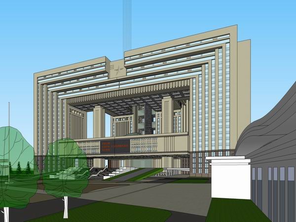 Sketchup办公模型|高层办公楼，现代风格