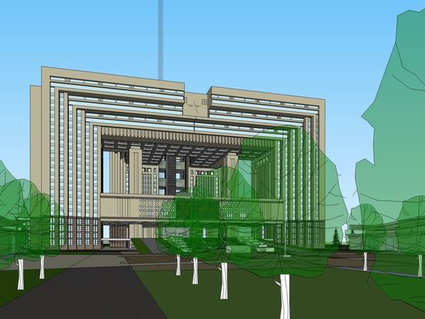 Sketchup办公模型|高层办公楼，现代风格