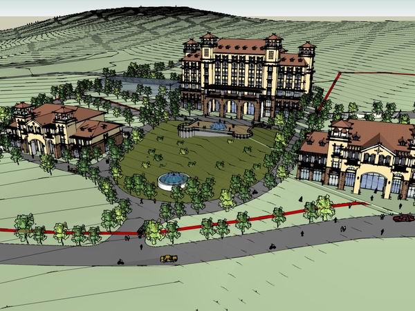 Sketchup酒店模型|多层地中海酒店，古典风格