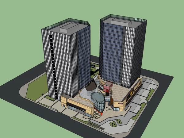 Sketchup办公模型|高层办公楼，商业，现代风格