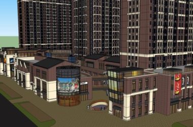 Sketchup综合体模型|高层综合体，底层商业，酒店，住宅，古典风格-BIM建筑网