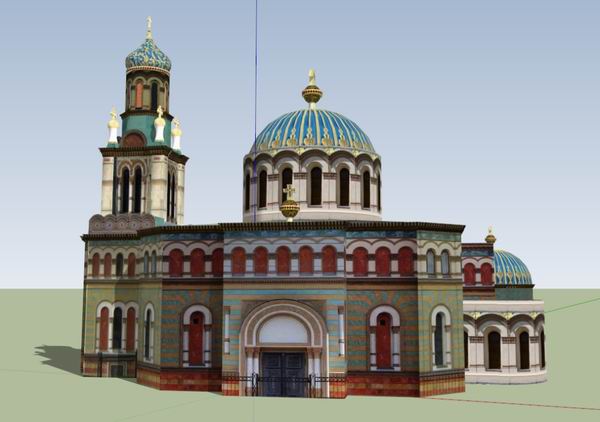 Sketchup文化模型|多层东正教教堂，文化建筑，古典风格