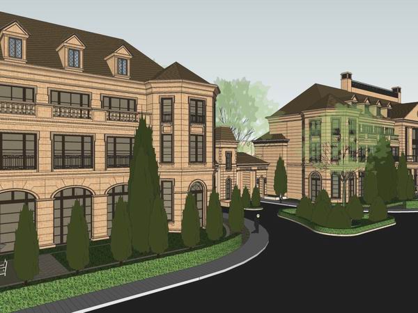 Sketchup商业模型|多层商业建筑，欧式古典风格