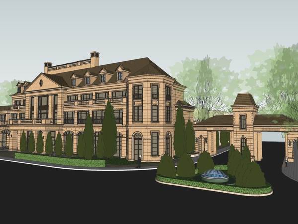 Sketchup商业模型|多层商业建筑，欧式古典风格