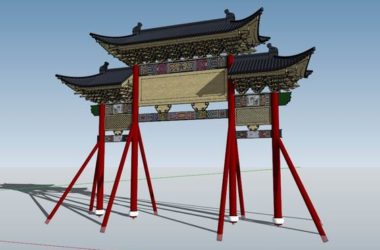 Sketchup古建筑模型|清代牌楼，中式风格，古建-BIM建筑网