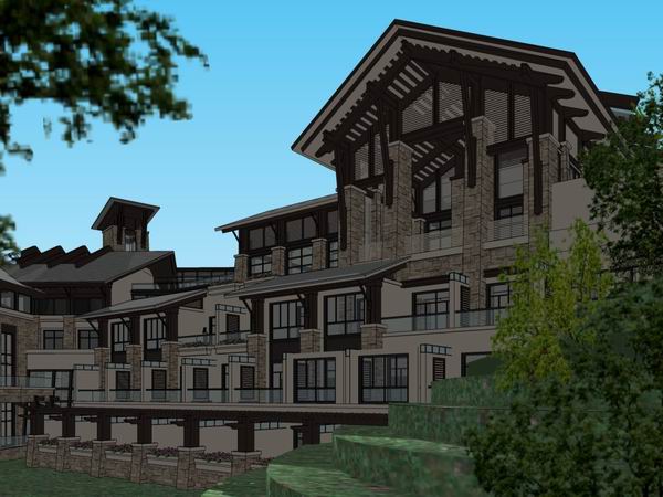 Sketchup酒店模型|多层精品度假酒店，中式风格