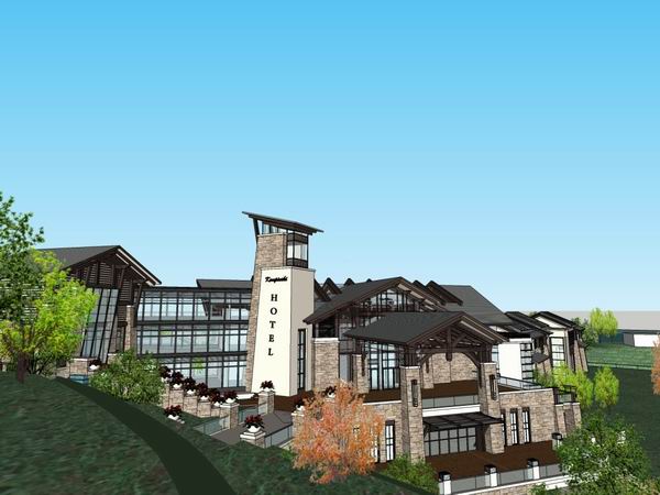 Sketchup酒店模型|多层精品度假酒店，中式风格