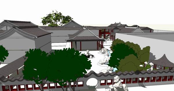 Sketchup景观模型|扬州何园，园林景观，中式风格，中式园林