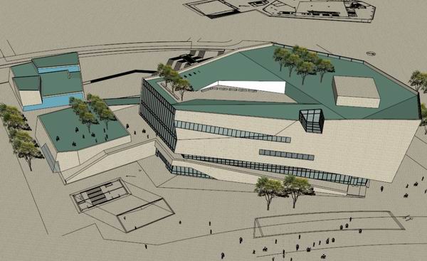 Sketchup文化模型|多层展览馆，文化建筑，现代风格