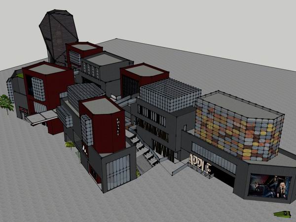 Sketchup商业模型|多层商业街，现代风格