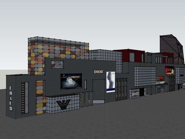 Sketchup商业模型|多层商业街，现代风格