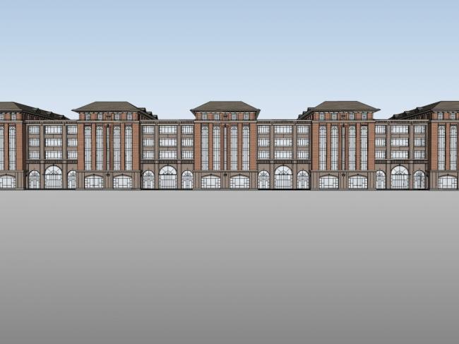 Sketchup学校模型|多层学院学校，校园教育建筑，古典风格