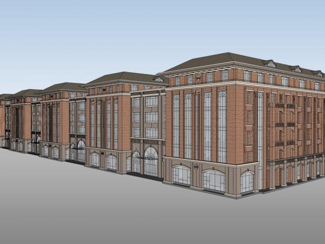 Sketchup学校模型|多层学院学校，校园教育建筑，古典风格