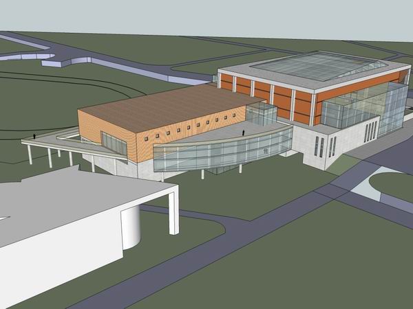 Sketchup体育馆模型|多层学校体育馆，现代风格
