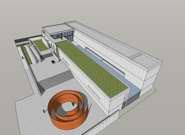 Sketchup文化模型|多层普利策基金会美术馆，文化建筑，现代风格