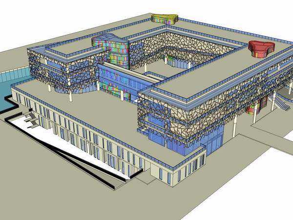 Sketchup文化模型|多层美术馆，文化建筑，现代风格