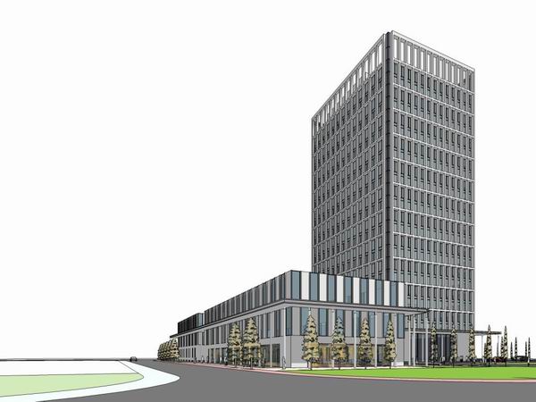 Sketchup办公模型|高层办公楼，写字楼，现代风格