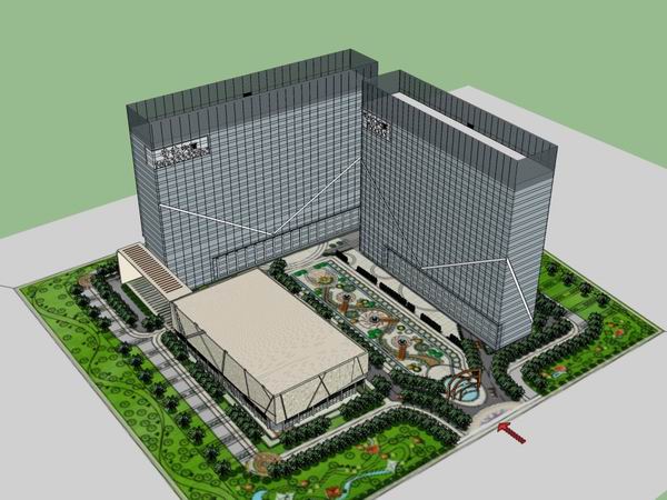 Sketchup办公模型|高层办公楼，写字楼，商业，现代风格