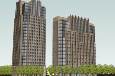 Sketchup办公模型|高层办公楼，写字楼，古典风格-BIM建筑网