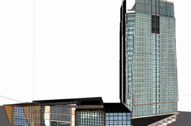 Sketchup办公模型|高层写字楼，办公楼，现代风格-BIM建筑网