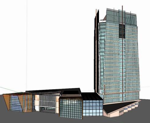 Sketchup办公模型|高层写字楼，办公楼，现代风格